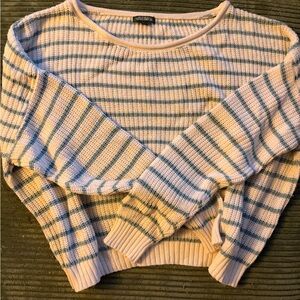 Wild Fable White with Blue Striped Knit Sweater